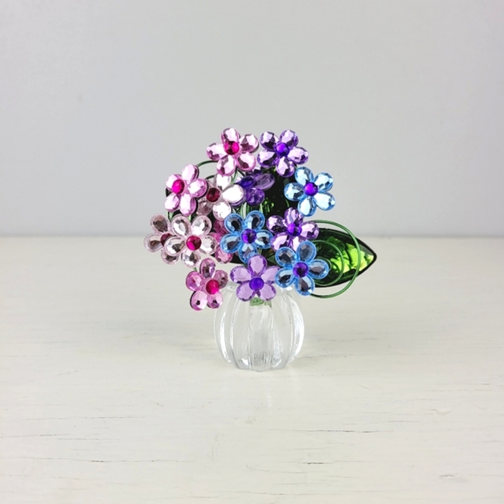 Crystal Expressions Acrylic 3 inches Flower Hydrangea Posy Pot GANZ